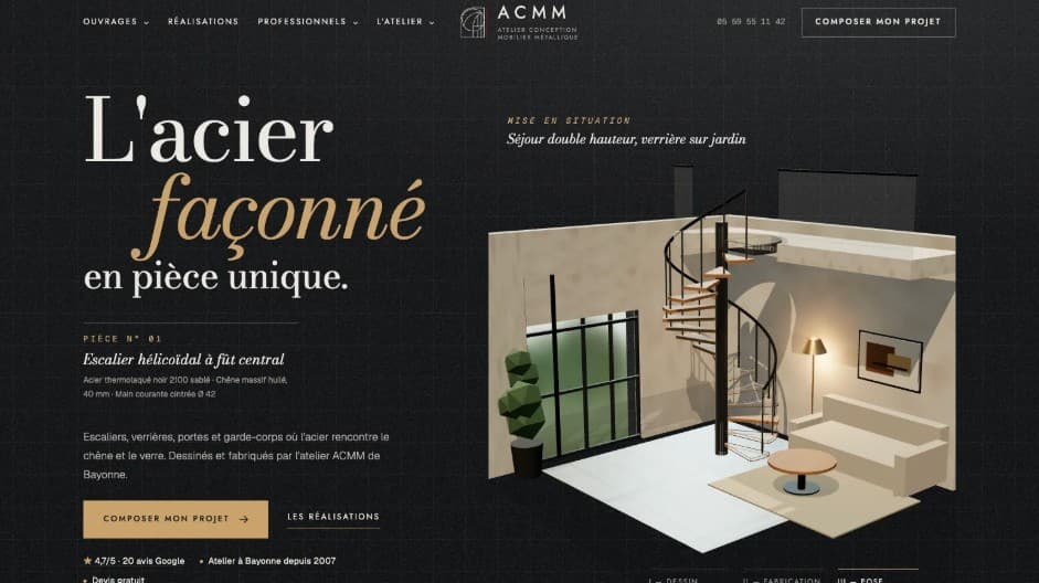 Site d’ACMM, métallerie d’art à Bayonne